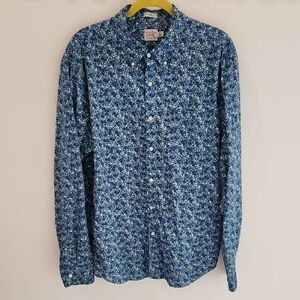 J.Crew Men’s Secret Wash Button-Down Shirt – XL Slim – Blue Floral Print New